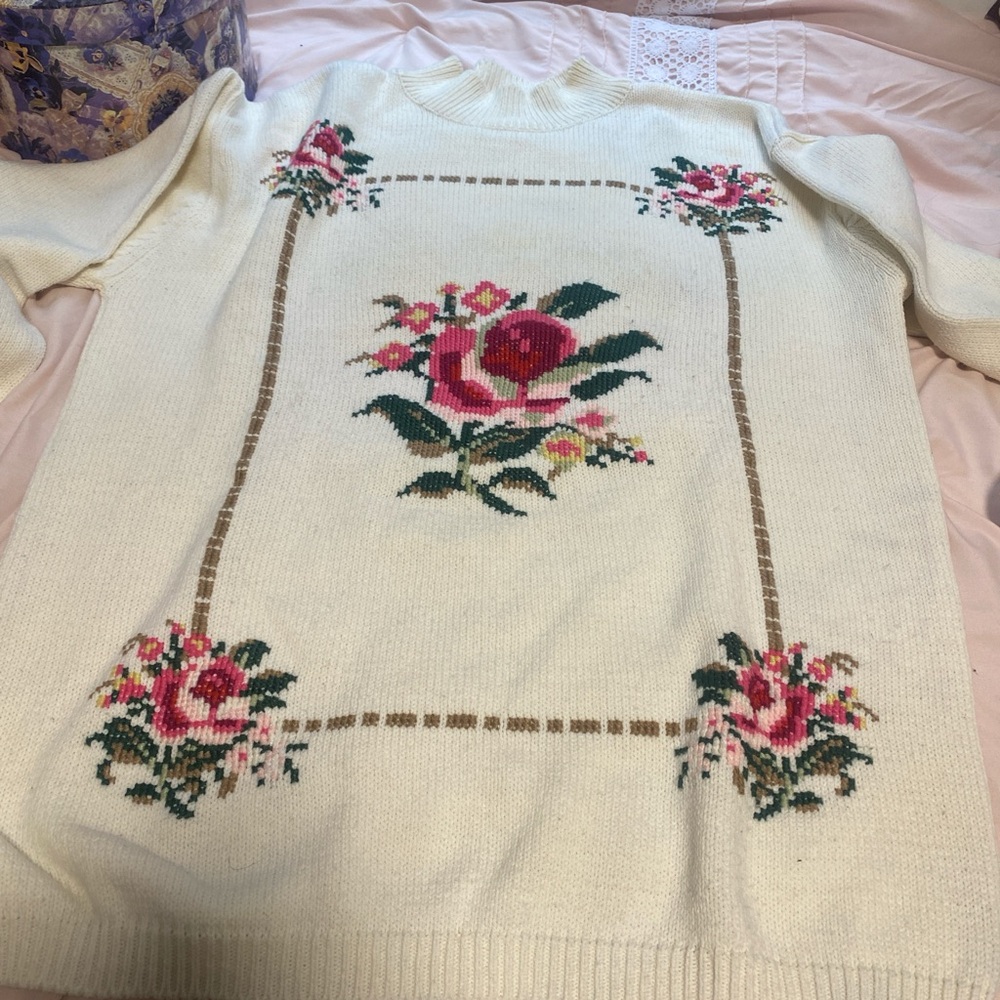 Vintage Floral Cream Sweater